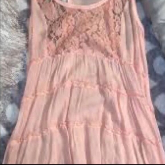 Hollister Top Pink Sheer Floral Lace Trim Sheer Tiered Racerback Tank Size XS - Picture 9 of 16